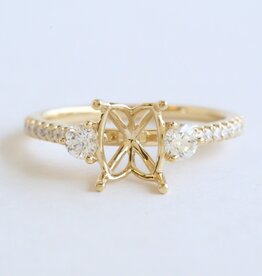American Jewelry 14k Yellow Gold .39ctw Diamond 3 Stone Semi Mount Engagement Ring