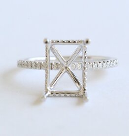 American Jewelry 14k White Gold .22ctw Diamond Hidden Halo Solitaire Semi Mount Engagement Ring