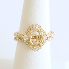 American Jewelry 14k Yellow Gold .81ctw Diamond Open Milgrain Halo Engagement Ring Wedding Band Semi Mount
