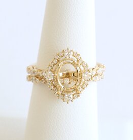 American Jewelry 14k Yellow Gold .81ctw Diamond Open Milgrain Halo Engagement Ring Wedding Band Semi Mount