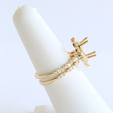 American Jewelry 14k Yellow Gold .81ctw Diamond Open Milgrain Halo Engagement Ring Wedding Band Semi Mount