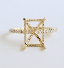 American Jewelry 14k Yellow Gold .22ctw Diamond Hidden Halo Solitaire Engagement Ring Semi Mount