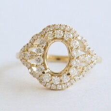 American Jewelry 14k Yellow Gold .65ctw Diamond Open Vintage Style Halo Semi Mount Engagement Ring