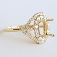 American Jewelry 14k Yellow Gold .65ctw Diamond Open Vintage Style Halo Semi Mount Engagement Ring