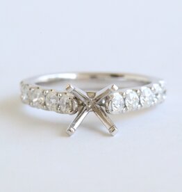 American Jewelry 14k White Gold .91ctw Diamond Straight Semi Mount Engagement Ring