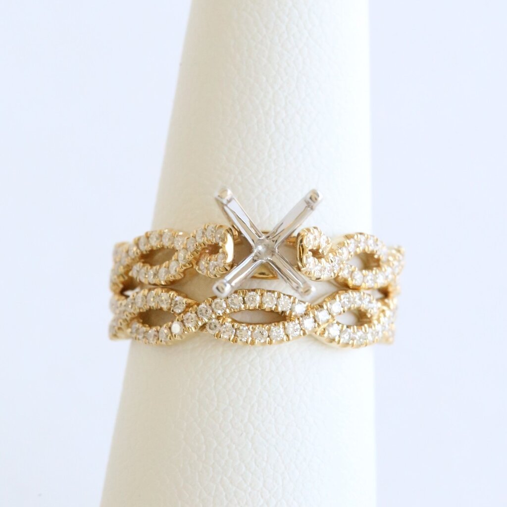 American Jewelry 14k Yellow Gold .70ctw Diamond Infinity Semi Mount Wedding Band Set