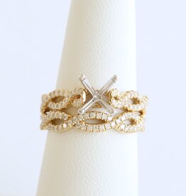 American Jewelry 14k Yellow Gold .70ctw Diamond Infinity Semi Mount Wedding Band Set