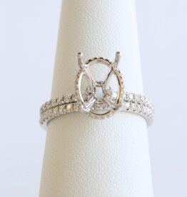 American Jewelry 14k White Gold .55ctw Diamond Hidden Halo Engagement Ring  Wedding Band Semi Mount Set