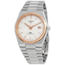 American Jewelry Tissot PRX Powermatic 80 Watch w/ Rose Colored Bezel & Hands