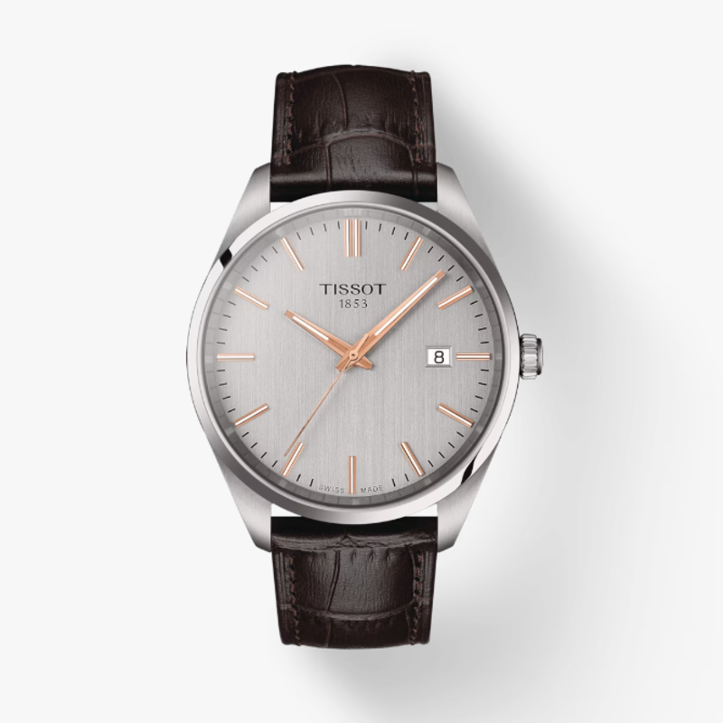 Tissot Tissot PR 100 w White Dial and Brown Leather Strap
