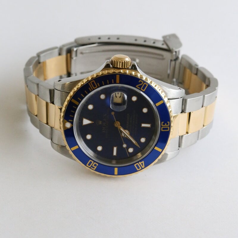 Rolex Pre-Owned Two Tone Rolex Submariner w/ Blue Dial