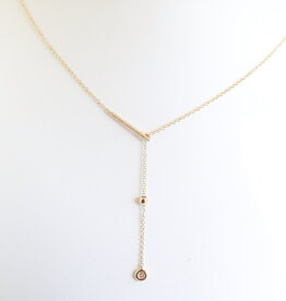 American Jewelry 14k Yellow Gold .12ctw Diamond Bezel Lariat Necklace
