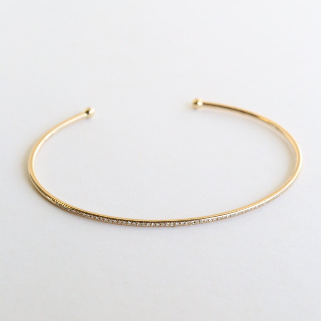 American Jewelry 14k Yellow Gold .16ctw Diamond Accent Open Bangle Bracelet