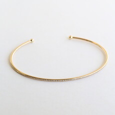 American Jewelry 14k Yellow Gold .16ctw Diamond Accent Open Bangle Bracelet