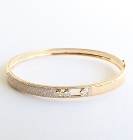 American Jewelry 14k Yellow Gold 1.24ctw Diamond Sliding Bezel Bangle Bracelet