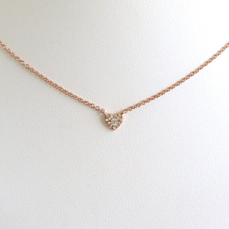 American Jewelry 14k Rose Gold .08ctw Diamond Teeny Tiny Heart Necklace