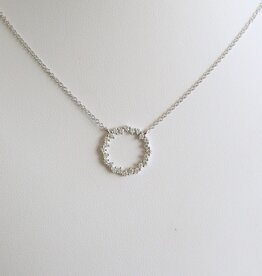 American Jewelry 14k White Gold .37ctw Diamond Open Circle Necklace