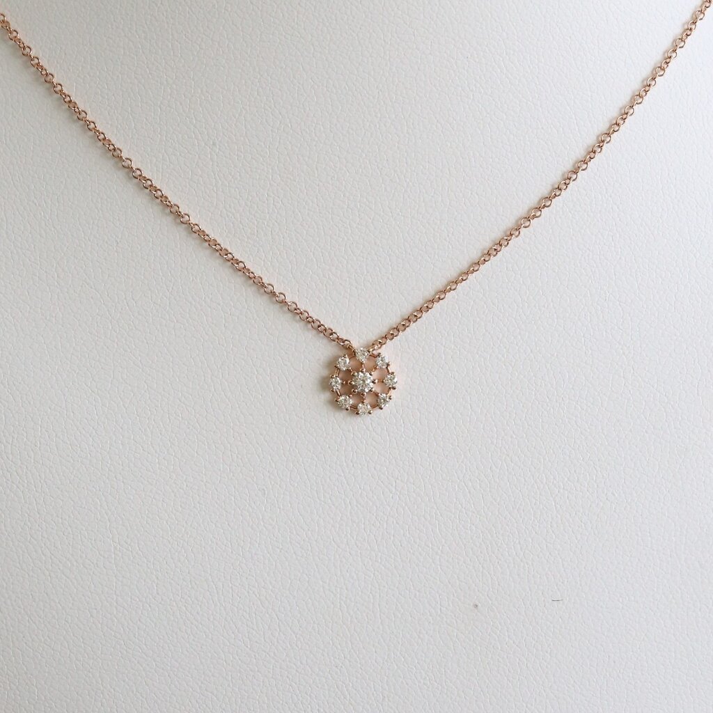 American Jewelry 14k Rose Gold .15ctw Diamond Circle Petite Necklace