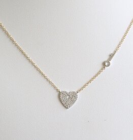 American Jewelry 14k White Gold .15ctw Diamond Pave Lock & Key Necklace