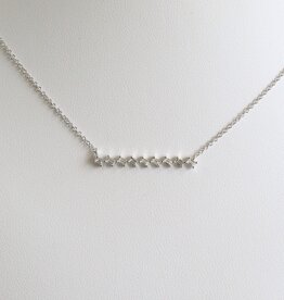American Jewelry 14k White Gold .19ctw Diamond Tilted Baguette Bar Necklace