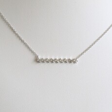 American Jewelry 14k White Gold .19ctw Diamond Tilted Baguette Bar Necklace