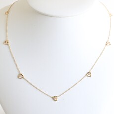 American Jewelry 14k Yellow Gold .08ctw Station Diamond Heart Necklace