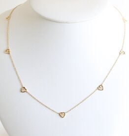 American Jewelry 14k Yellow Gold .08ctw Station Diamond Heart Necklace