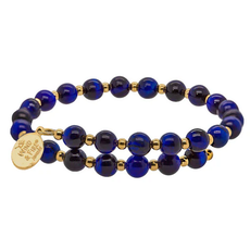 Wind & Fire Jewelry Gold Filled Blue Dyed Tiger's Eye Bead Wrap Bracelet