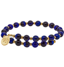 Wind & Fire Jewelry Gold Filled Blue Dyed Tiger's Eye Bead Wrap Bracelet