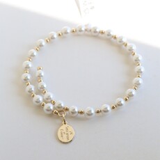 Wind & Fire Jewelry Gold-Filled White Shell Pearl Beaded Wrap Bracelet