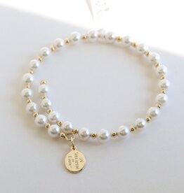 Wind & Fire Jewelry Gold-Filled White Shell Pearl Beaded Wrap Bracelet