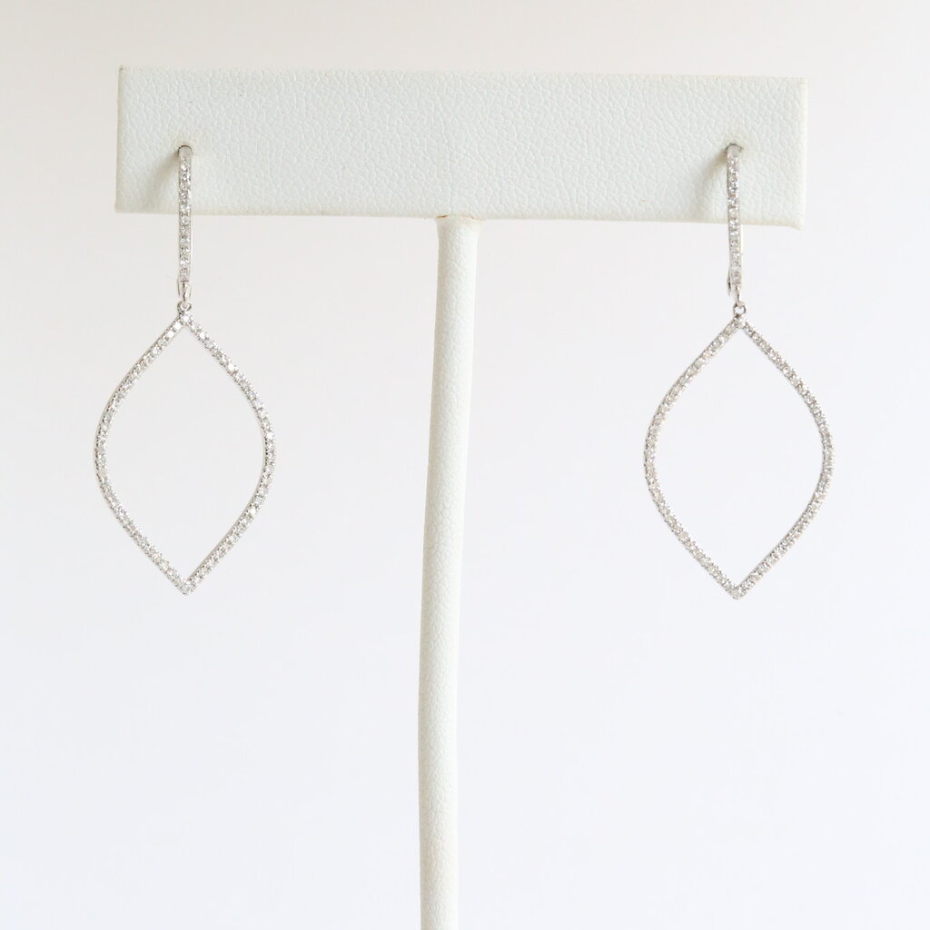 American Jewelry 14k White Gold .43ctw Diamond Open Pear Dangle Earrings