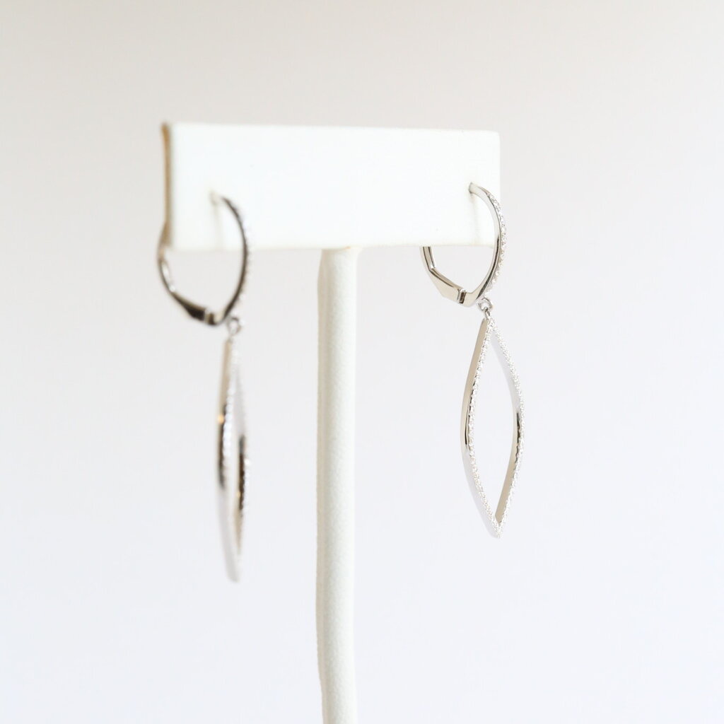 American Jewelry 14k White Gold .43ctw Diamond Open Pear Dangle Earrings