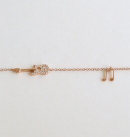 American Jewelry 14k Rose Gold .07ctw Diamond Guitar & Music Note Bracelet