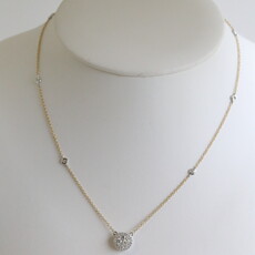 American Jewelry 14k Yellow Gold .61ctw Diamond Station Necklace w/ Round Pendant