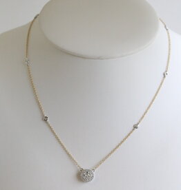 American Jewelry 14k Yellow Gold .61ctw Diamond Station Necklace w/ Round Pendant
