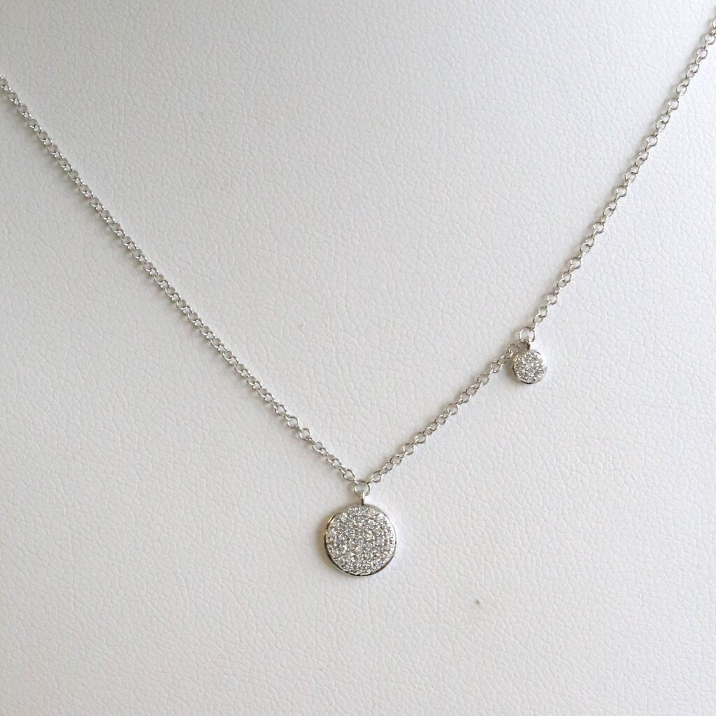 American Jewelry 14k White Gold .40ctw Diamond Double Dangle Necklace