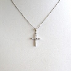 American Jewelry 14k White Gold .07ctw Diamond Cross Necklace