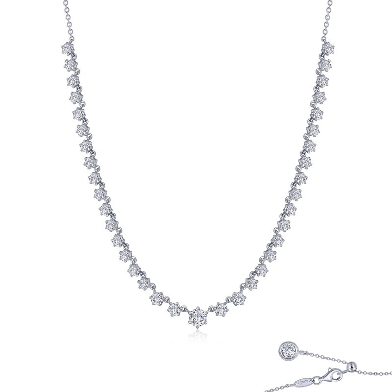 Lafonn Lafonn Sterling Silver w/ Platinum 4.91ctw Diamond Graduated Tennis Necklace