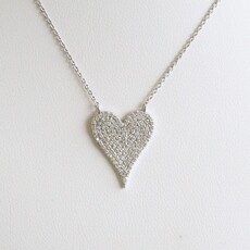 American Jewelry 14k White Gold .50ctw Diamond Pave Heart Necklace