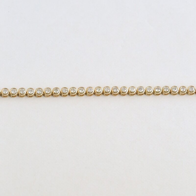 American Jewelry 14k Yellow Gold 2.10ctw Diamond Bezel Tennis Bracelet