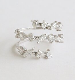 American Jewelry 18k White Gold 1.50ctw Diamond Multi Shape Wrap Open Ring