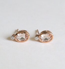 American Jewelry 10k Rose Gold .73ctw Morganite & Diamond Bezel Stud Earrings