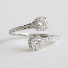 American Jewelry 14k White Gold .90ctw Lab Grown Diamond Halo Wrap Ring