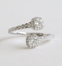 American Jewelry 14k White Gold .90ctw Lab Grown Diamond Halo Wrap Ring