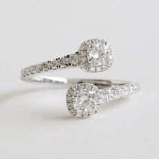 American Jewelry 14k White Gold .90ctw Lab Grown Diamond Halo Wrap Ring