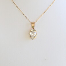 American Jewelry 14k Yellow Gold 1.82ctw H/VS2 Lab Grown Oval Diamond Solitaire Necklace