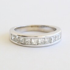 American Jewelry 14k White Gold 1ctw Princess Cut Diamond Channel Band Ring