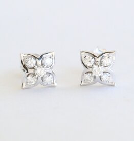 American Jewelry Sterling Silver .50ctw Lab Grown Diamond Flower Stud Earrings