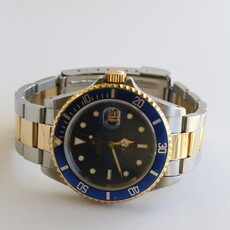 Rolex Preowned Two Tone Rolex Submariner Watch w/ Blue Dial